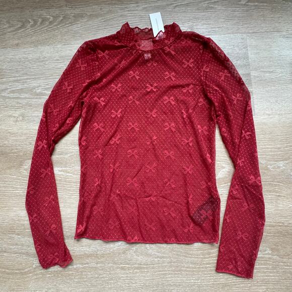 Maeve Tops - Maeve (Anthropologie) Bow Lace Turtleneck Top - Size XXS